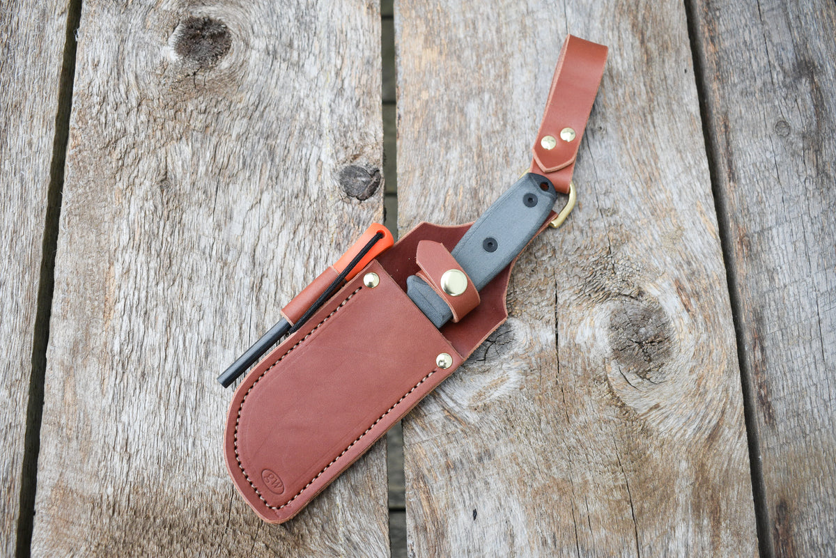 Bushcraft Knife Sheath, Leather Knife Sheath, Horizontal carry sheath, –  gwleathercraft