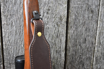 Leather Rifle Sling, Leather shoulder sling, Cobra style sling with Thumb Hole