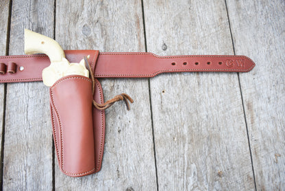 La ceinture de cartouche en cuir Shootist, la ceinture de cartouche occidentale, la ceinture de style Eastwood avec étui Fast Draw, doublée