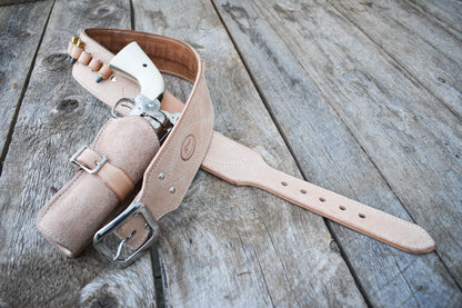 The Masstown Drifter Leather Cartridge Belt, Western Cartridge Belt, with Double Fast Draw holsters