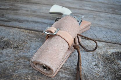 The Masstown Drifter Leather Cartridge Belt, Western Cartridge Belt with single Fast Draw holster, lined