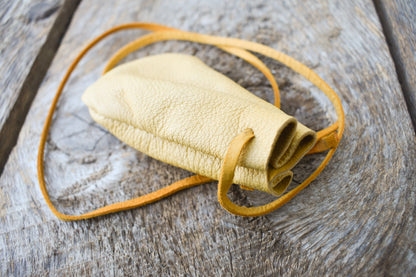 Leather MEDICINE Pouch, small drawstring pouch, deerskin pouch