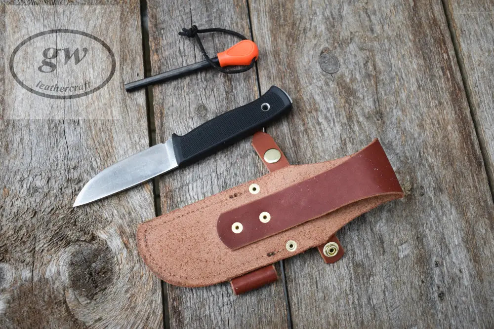 Bushcraft Knife Sheath Leather Vertical Carry Scabbard