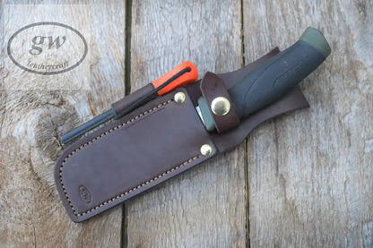 Bushcraft Knife Sheath Leather Vertical Carry Scabbard