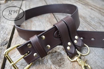 Leather Utility Belt Bushcraft Gear Archery 2 Inch Wide With Danglers