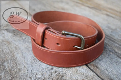 Mens Leather Belt Full Grain Belt Waist 1.5 Inches With Your Choice Of Buckle Chestnut