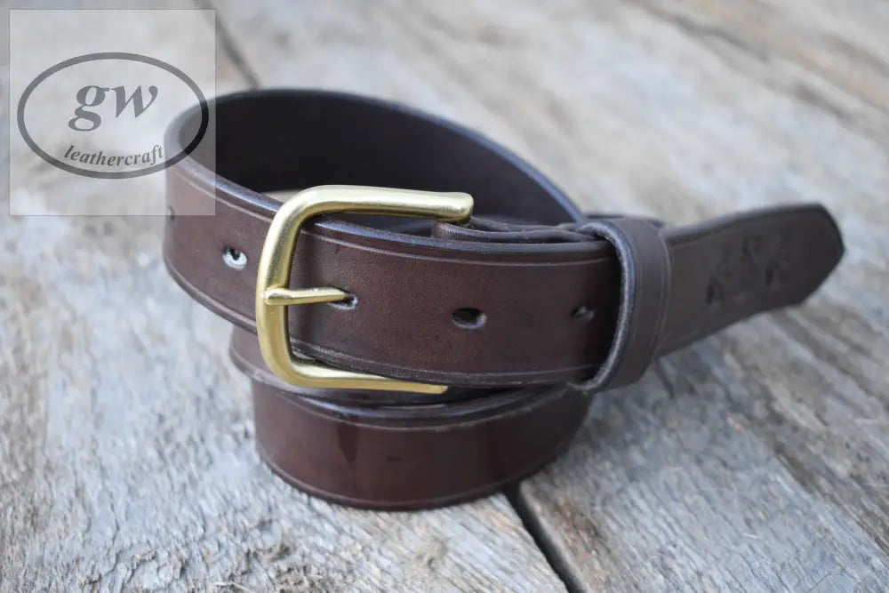 Mens Leather Belt Full Grain Belt Waist 1.5 Inches With Your Choice Of Buckle Dark Brown