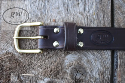 Mens Leather Belt Full Grain Belt Waist 1.5 Inches With Your Choice Of Buckle Dark Brown