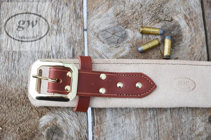 The Duke Leather Cartridge Belt Western Functional Money Belt With Double Fast Draw Holsters Lined