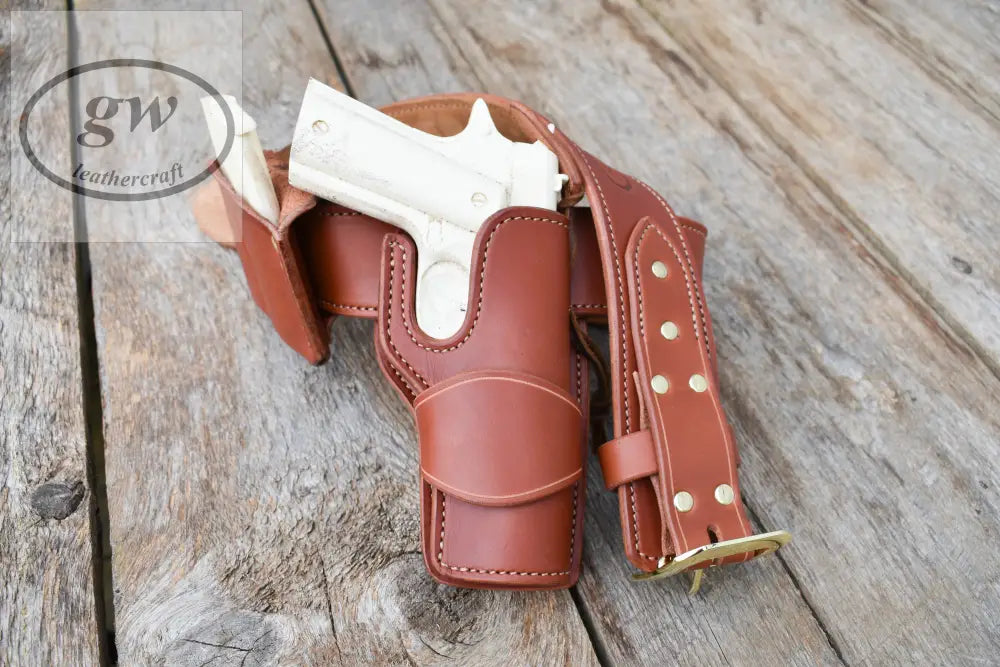 The Favourite Leather Holster Belt Western Style With Fast Draw Holster For 1911 Lined