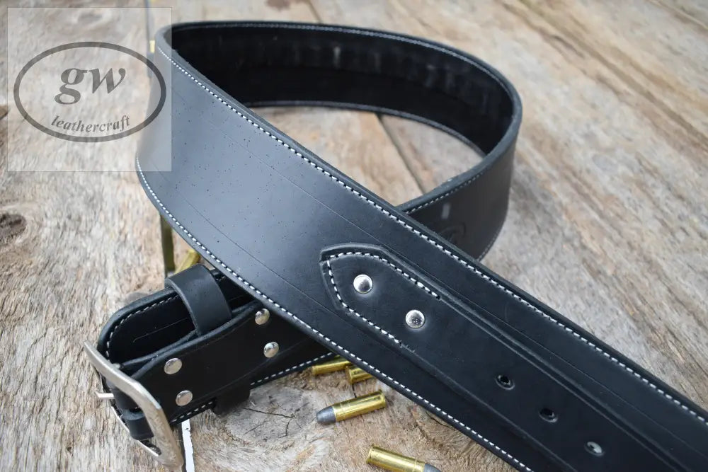 The Highwayman Leather Cartridge Belt Western With Double Fast Draw Holsters