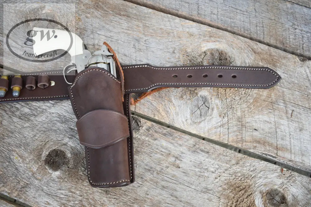 The Poison Creek Plunderer Leather Cartridge Belt Western With Double Fast Draw Holsters