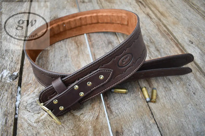 The Rogers Hill Ransacker Leather Cartridge Belt Western Lined And Tooled