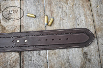 The Rogers Hill Ransacker Leather Cartridge Belt Western Lined And Tooled