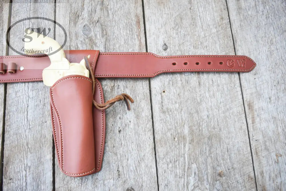 The Shootist Leather Cartridge Belt Western Eastwood Style With Fast Draw Holster Lined