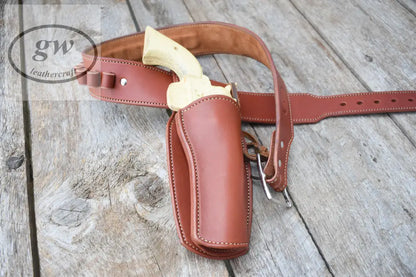 The Shootist Leather Cartridge Belt Western Eastwood Style With Fast Draw Holster Lined