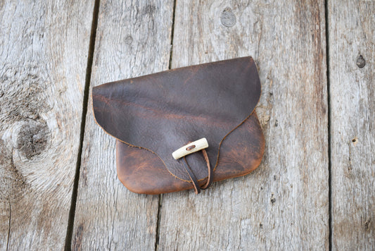 Leather BELT Pouch, Kodiak leather, for bushcraft, EDC, historical reenacting or hunting