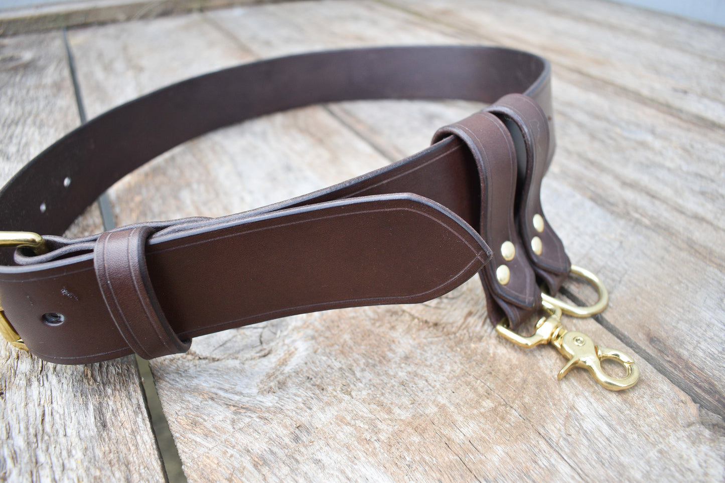 Leather Utility Belt, Bushcraft Gear Belt, Archery Belt, 2 inch wide Leather Belt, with 2 Belt Danglers