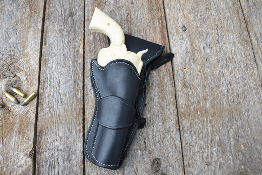 The Highwayman Leather Holster, Western Pistol holster, single action revolver holster, lined
