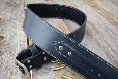 The Highwayman Leather Cartridge Belt, Western Cartridge Belt, with Single Fast Draw holster