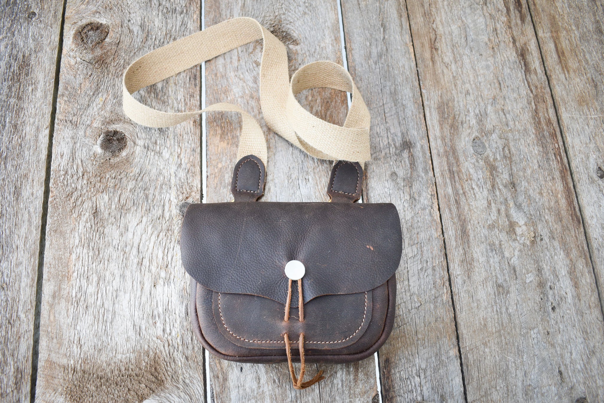 Leather Shoulder Bag, Black Powder Possibles Bag, 18th Century