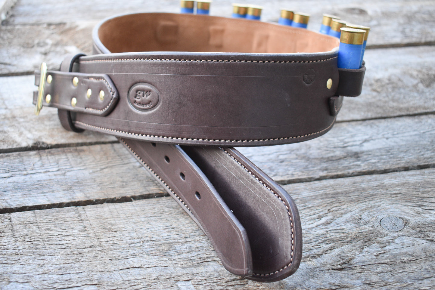 The Thamesville Marauder Shotgun Belt, Leather Cartridge Belt, Shell Belt, lined