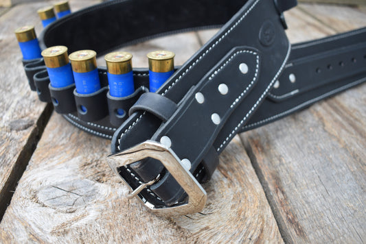 The Gilletts Cove Gunner Leather Cartridge Belt, Shell Belt  for shotgun shells